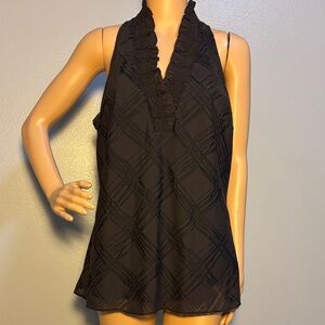 Express Elegant Black High Neck Shawl Collar Halter Top